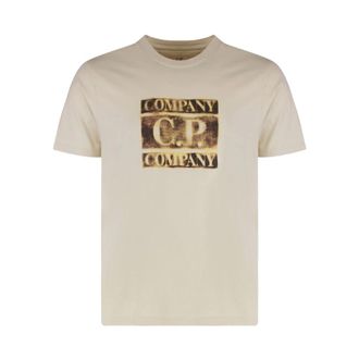 C.P. Company T-Shirts, male, Beige, Size: XL T-shirt con logo