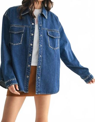 Wishlist Studded Denim Long Sleeve Shirt In Blue
