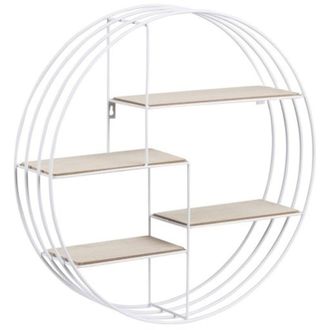 Hellin AC Design Furniture Mensola da parete rotonda Nadine in metallo bianca con 4 ripiani, decorazione murale piccola, mensola galleggiante bianca