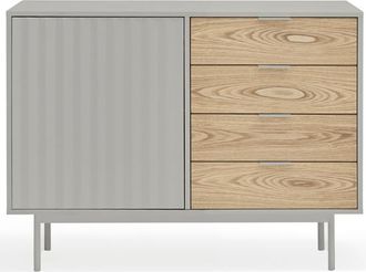 Teulat Design Sideboard Sierra, Hellgrau/Eiche 108 x 80 cm