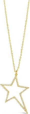 Sterling Forever Statement CZ Star Outline Necklace