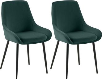 Clp Juego De 2 Sillas De Comedor Elmira Verde Metal Negro Mate