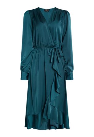 Faina Midi-jurk met lange mouwen Dames smaragd