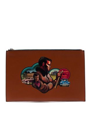 Dior Brown Leather On the Road Zip Clutch- 26.5cm x 17cm