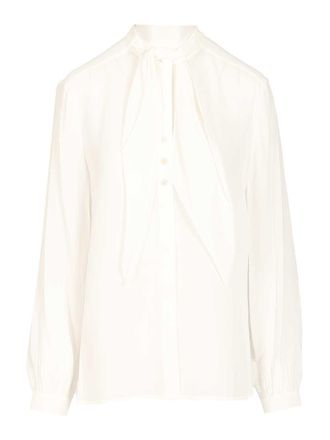 Tory Burch Georgette Bow Blouse Shirts Bianco-Donna