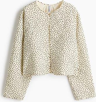 H&M Oversized Quilted Jacket in Light Yellow/dotted at Nordstrom, Size Xx-Large