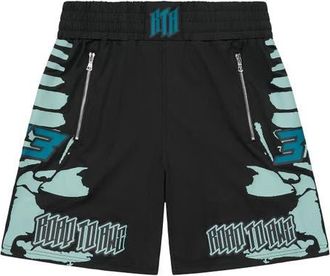 Rta Udo Boxing Shorts in Black Light Teal Racing at Nordstrom, Size Xxx-Large
