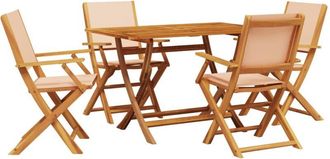 vidaXL Vidaxl - Set De Comedor De Jard&iacute;n 5 Pzas Tela Madera Maciza Beige