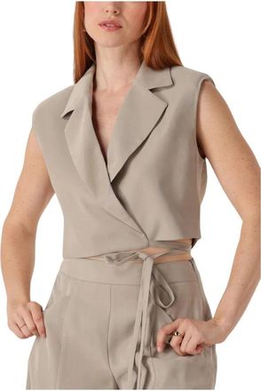 Access Fashion Veelzijdige Kit Blazer voor de Zomer - Dames - Gillet - Beige - L - Leer - Kostuums