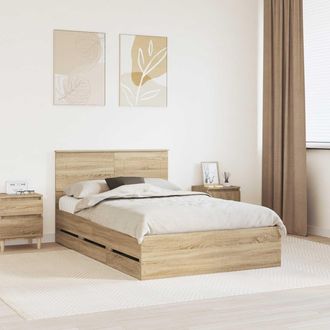 vidaXL Estructura De Cama Roble Sonoma 120 X 190 Cm Madera Ingenieril Vidaxl