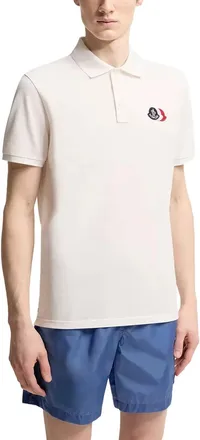 Moncler Logo-Patch Cotton Piquet Polo - White