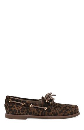 Gianvito Rossi Vand&eacute;e Mocassin in Leopard Print Suede at Nordstrom, Size 34.5