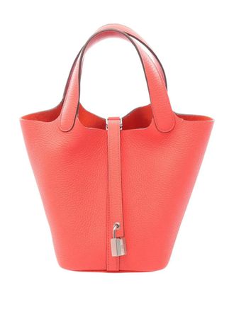 Herm&egrave;s 2022 Clemence and Swift Picotin Lock 18 Eclat handbag - Rosso