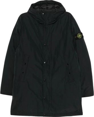 Stone Island Parka met capuchon - Heren - Parka Jassen - Zwart - XL - Leer - Jassen