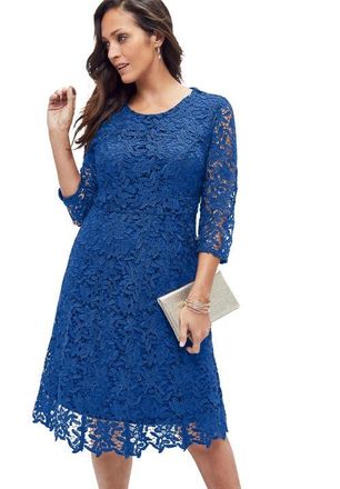 Jessica London Lace Fit & Flare Dress in Dark Sapphire at Nordstrom, Size 16