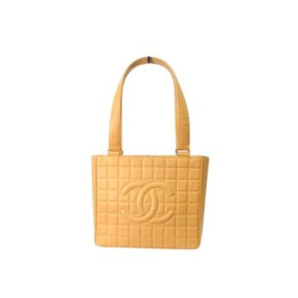 Chanel Pre-owned Tote Bags, female, Beige, Size: ONE SIZE Pre-owned Chocolate Bar Handbag