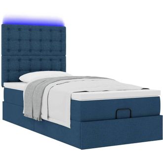 vidaXL Estructura De Cama Otomana Con Colch&oacute;n Tela Azul 90x190 Cm Vidaxl