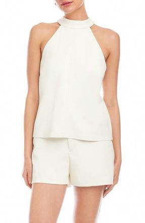 Fifteen Twenty Alexis Faux Leather Top in Bone at Nordstrom, Size Large