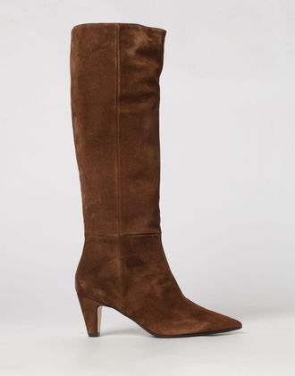 Anna F. Classic Suede Leather Knee-High Boots with Cone Heel