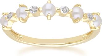 Gemondo Classic Pearl & Diamond Eternity Ring in 9ct Yellow Gold