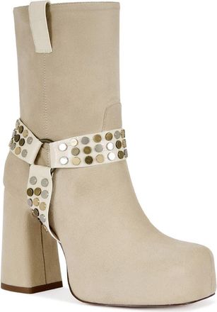 Azalea Wang Dyzma Moto Platform Bootie in Bone at Nordstrom, Size 6.5