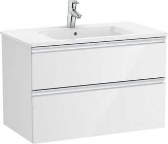 Roca Roca - Pack Unik Mueble Base De Dos Cajones + Lavabo Central The Gap Color: Blanco Brillo - Medidas: 805x460x537 Mm
