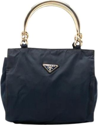 Prada Pre-owned Handbags, female, Blue, Size: ONE SIZE Pre-owned Vintage Nylon Handbag