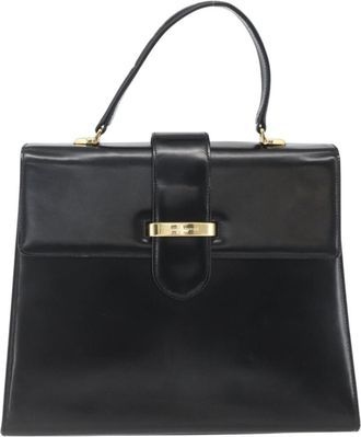 Valentino Garavani Vintage Handbag Leather Black Leather Handbag (Pre-Owned)