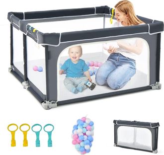 Costway Costway - Parque Infantil Bebe Plegable, Parque De Juegos Para Beb&eacute;, 124x124x70cm, Corralito Bebe Con Dispositivos De Bloqueo Y Ventosas Antideslizant