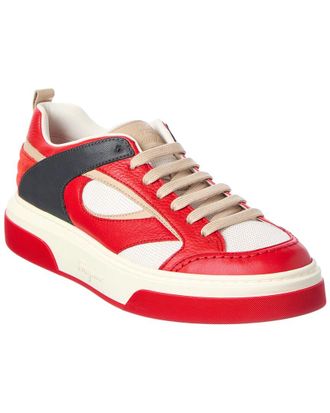 Ferragamo Ferragamo Cassina Leather-Trim Sneaker