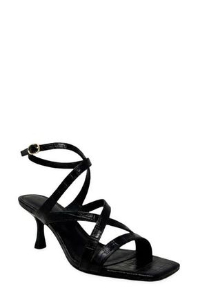 Shushop Gilda Ankle Strap Sandal in Black Croco at Nordstrom, Size 7.5