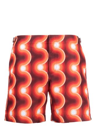 Orlebar Brown Costume da bagno con motivo geometrico - Rosso
