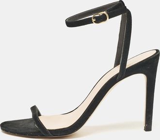 Stuart Weitzman Black Suede Ankle Strap Sandals