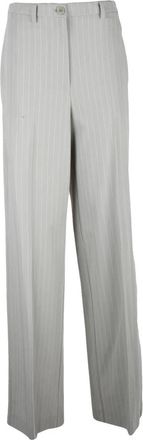 Patrizia Pepe Classico Wide Broeken - Dames - Wijde Broeken - Grijs - L - Polyester - Broeken