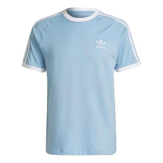 adidas originals Three-Stripe sSport Round NeckShort Sleeve Mens Light Blue H37759