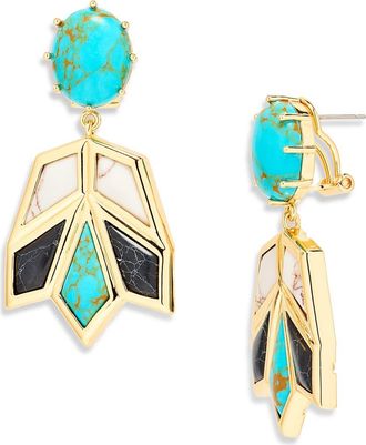 Lele Sadoughi Stone Lotus Earrings in Onyx Turquoise at Nordstrom