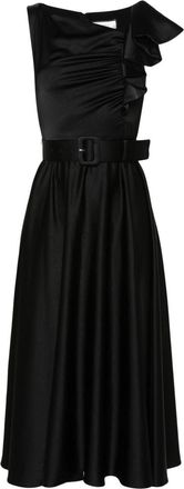 Nissa belted midi dress - women - Polyester/Viscose/Viscose/Polyester - 36 - Black