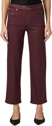 Paige Mason Luxe Ankle Straight Jeans In Dark Oxblood Luxe Coating