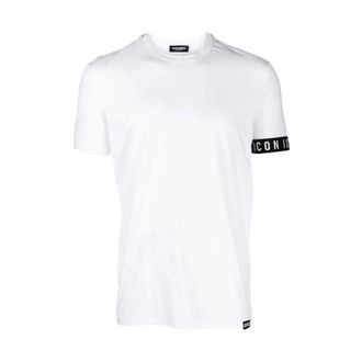 Dsquared2 Tops, Heren, Wit, 2Xl, Logo-Trim T-Shirt