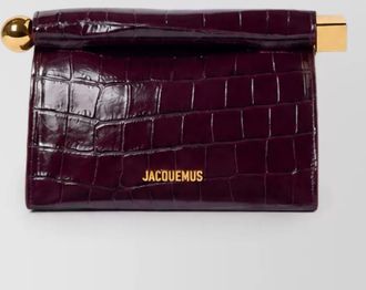 Jacquemus le rond carr&eacute; mini croc-embossed leather shoulder bag