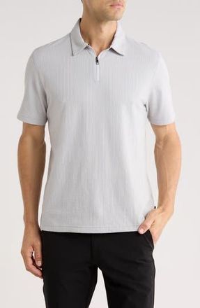 Ted Baker Quarter Zip Knit Polo in Silver at Nordstrom Rack, Size 6(Xxl)