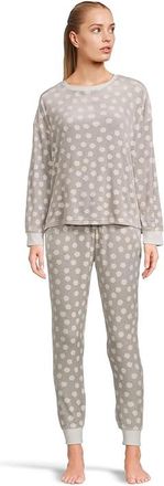 Kate Spade New York Stretch Velour Long Sleeve Jogger Set Womens Pajama Sets Cloud Dot : SM, Polyester/Satin/Spandex