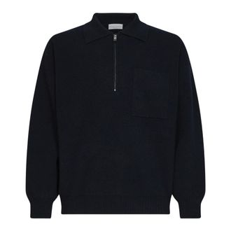 Roberto Collina Hoodies & sweatvesten, Heren, Blauw, L, Wol, Zip Polo Comfort