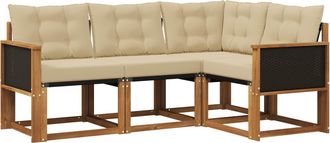 vidaXL Conjunto De Sof&aacute;s De Exterior 4 Uds. Natural Y Beige Vidaxl