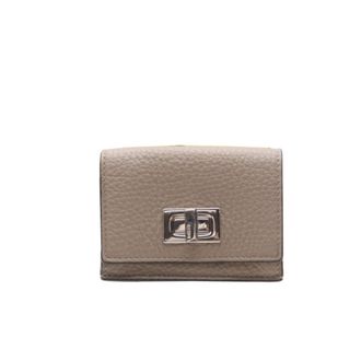 Fendi Silver Grayish Leather Wallet (Tri-Fold) (Pre-Owned)