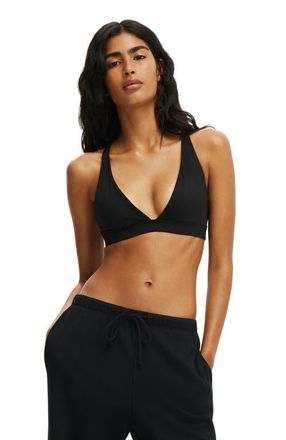 Cotton On Womens Active Ultra Soft Deep Plunge Cross Back Crop in Black at Nordstrom, Size Medium