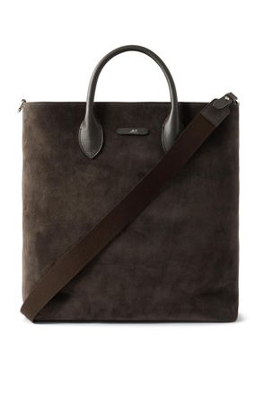 Mr P. Full Grain Leather-Trimmed Suede Tote