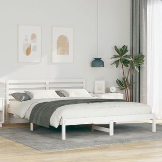 Berkfield Home with Headboard White 160 x 210 cm Solid pine wood