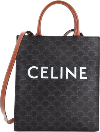 Celine Vertical Cabas Triomphe Coated Canvas Small tote bag - Bruin
