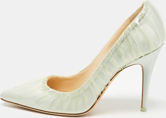 Jimmy Choo London X Off-White Light Blue Satin And Pleated Pvc Anne Pumps